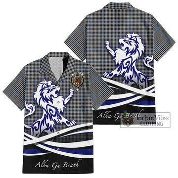 Gladstone Tartan Short Sleeve Button Shirt with Alba Gu Brath Regal Lion Emblem