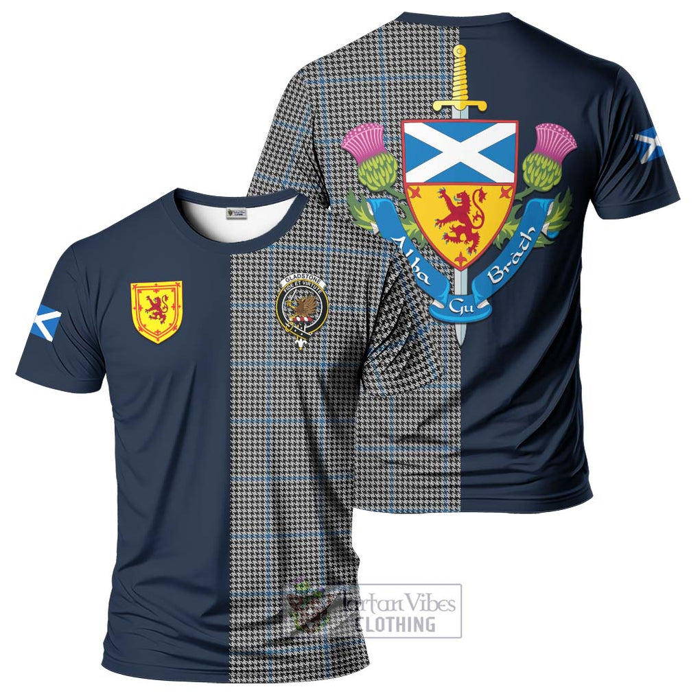 Tartan Vibes Clothing Gladstone Tartan T-Shirt Alba with Scottish Lion Royal Arm Half Style