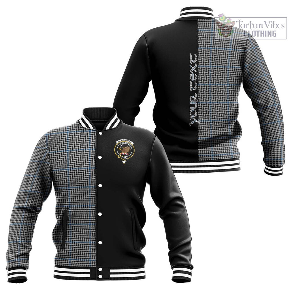 Gladstone Tartan Baseball Jacket with Family Crest and Half Of Me Style Unisex - Tartanvibesclothing Shop