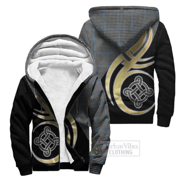 Gladstone Tartan Sherpa Hoodie with Family Crest and Celtic Symbol Style