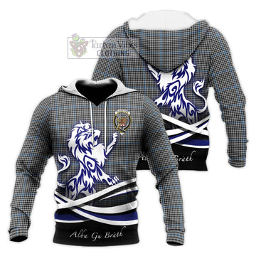 Gladstone Tartan Knitted Hoodie with Alba Gu Brath Regal Lion Emblem