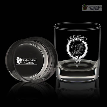 Gladstone Family Crest Engraved Whiskey Glass with Handle
