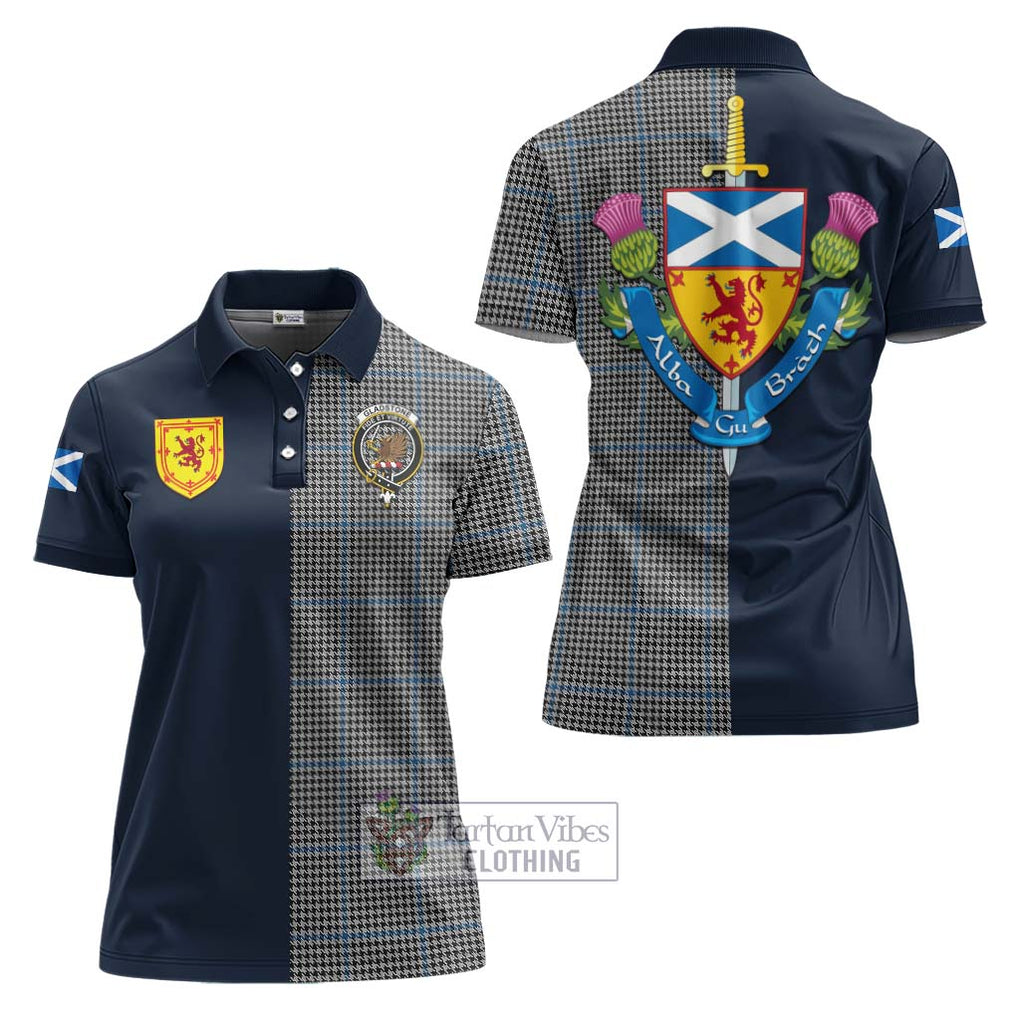 Tartan Vibes Clothing Gladstone Tartan Women's Polo Shirt with Scottish Lion Royal Arm Half Style