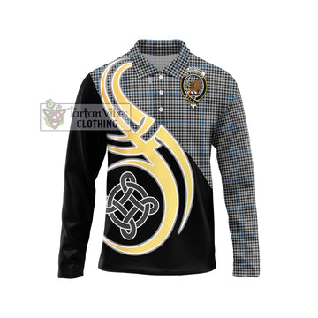 Gladstone Tartan Long Sleeve Polo Shirt with Family Crest and Celtic Symbol Style Unisex - Tartan Vibes Clothing