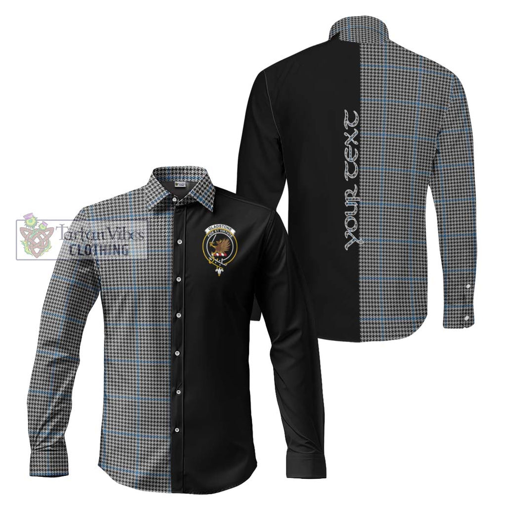 Gladstone Tartan Long Sleeve Button Shirt with Family Crest and Half Of Me Style Men's Shirt S - Tartanvibesclothing Shop