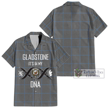 Gladstone Tartan Short Sleeve Button Shirt with Family Crest DNA In Me Style