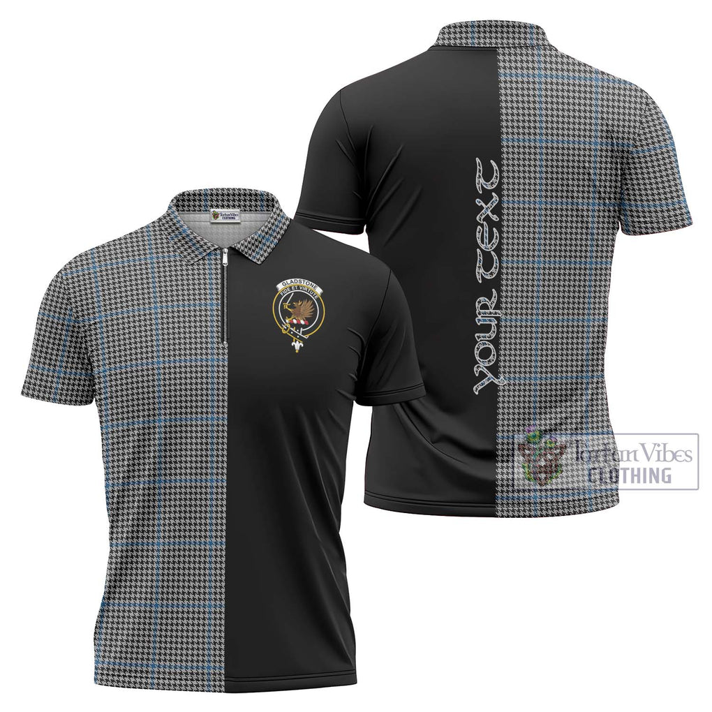 Gladstone Tartan Zipper Polo Shirt with Family Crest and Half Of Me Style Unisex - Tartanvibesclothing Shop