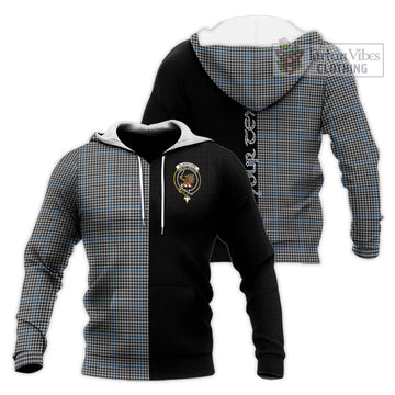 Gladstone Tartan Knitted Hoodie with Family Crest and Half Of Me Style