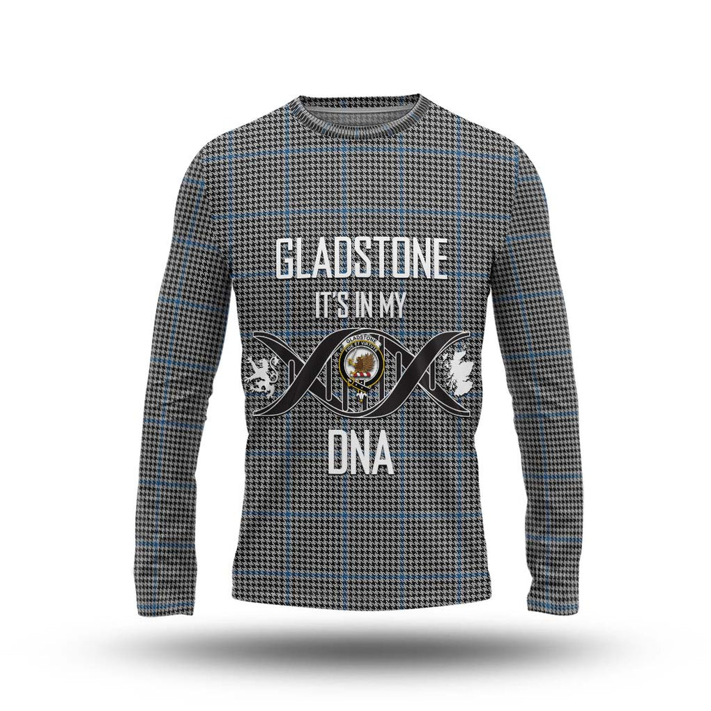 Gladstone Tartan Long Sleeve T-Shirt with Family Crest DNA In Me Style Unisex - Tartanvibesclothing Shop