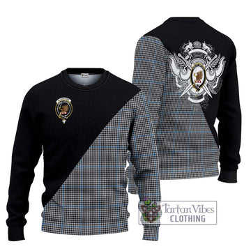 Gladstone Tartan Ugly Sweater with Family Crest and Military Logo Style