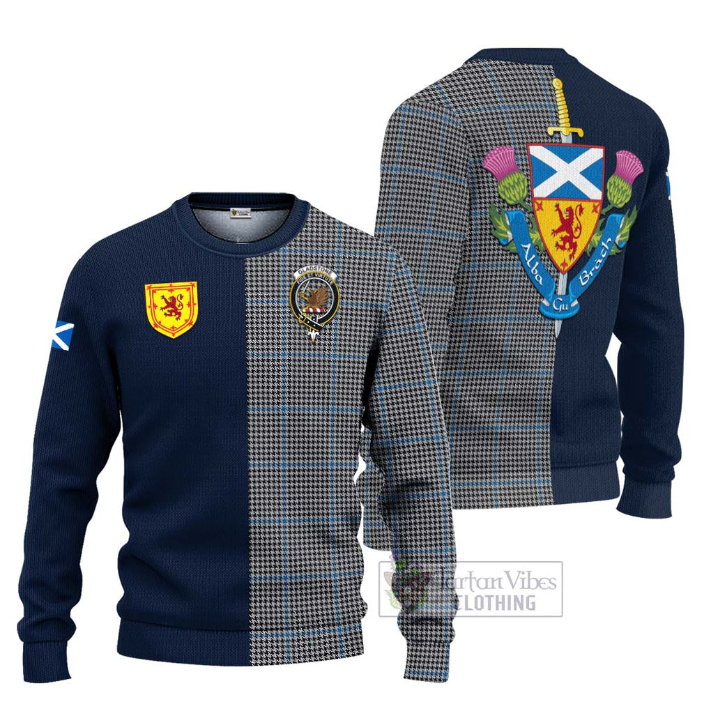 Tartan Vibes Clothing Gladstone Tartan Knitted Sweater with Scottish Lion Royal Arm Half Style