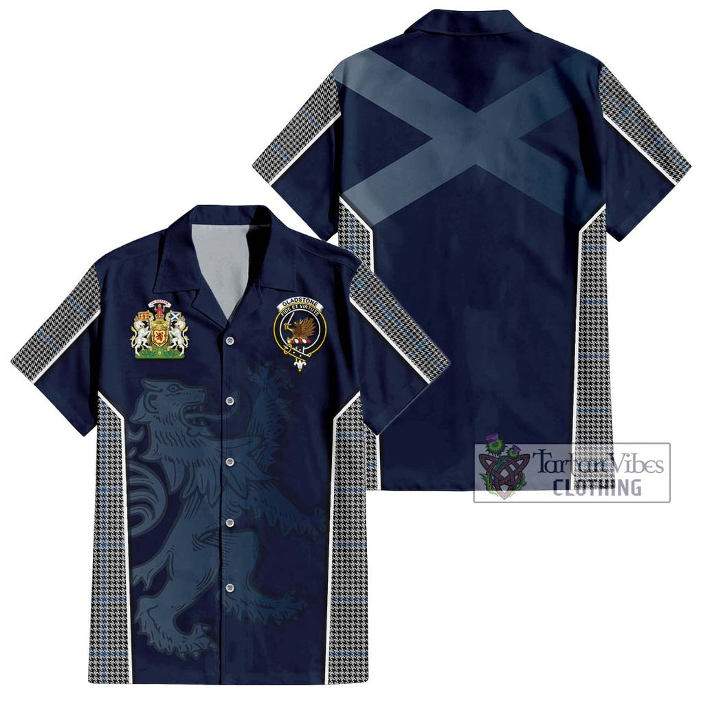 Gladstone Tartan Short Sleeve Button Shirt with Family Crest and Lion Rampant Vibes Sport Style Kid - Tartan Vibes Clothing