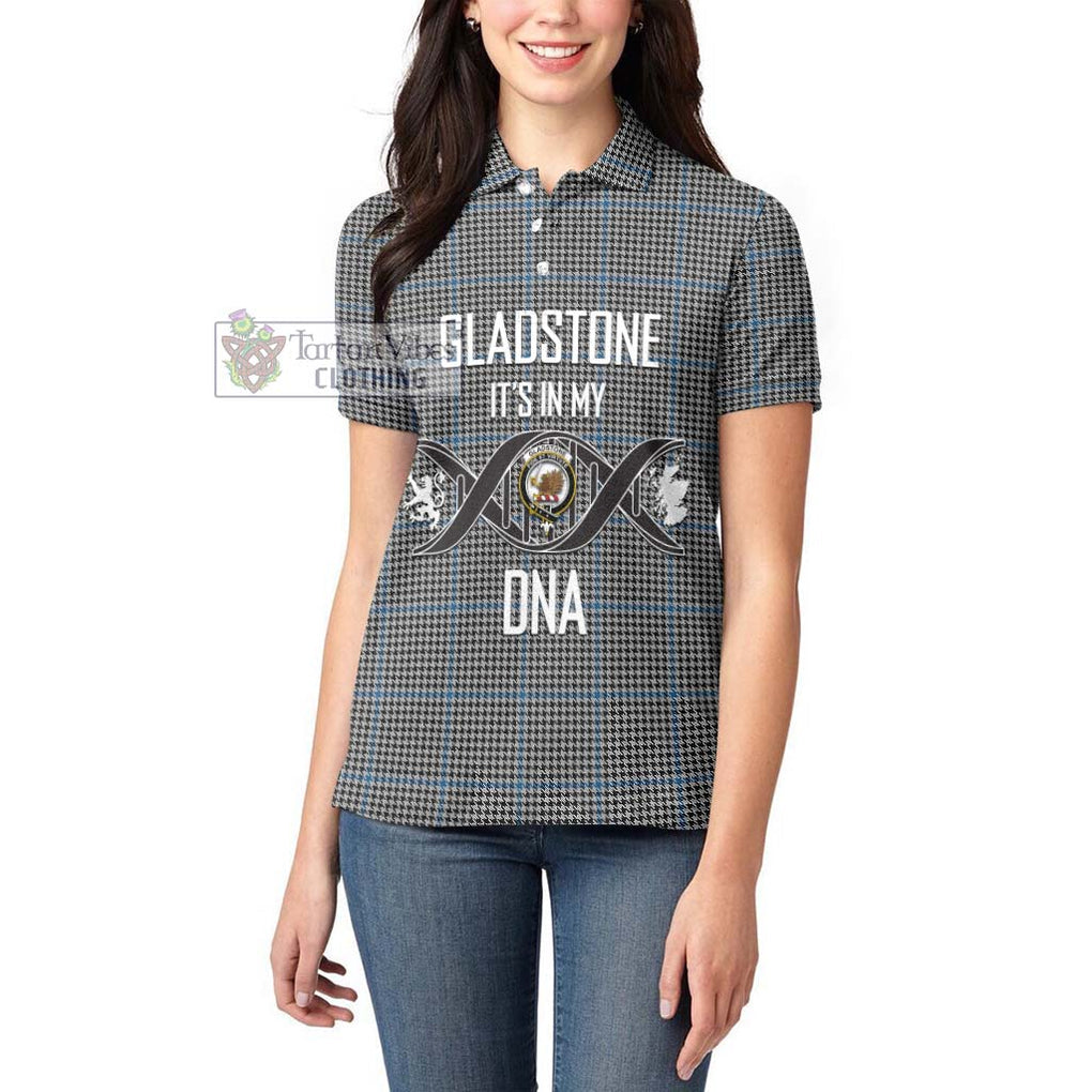 Gladstone Tartan Women's Polo Shirt with Family Crest DNA In Me Style Women - Tartanvibesclothing Shop