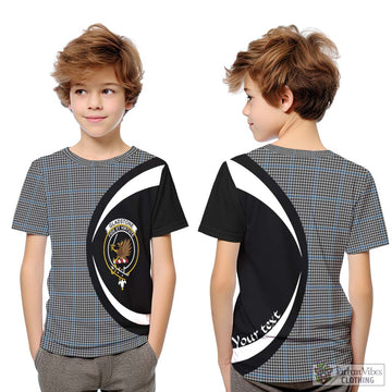 Gladstone Tartan Kid T-Shirt with Family Crest Circle Style