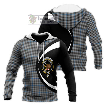 Gladstone Tartan Knitted Hoodie with Family Crest Circle Style