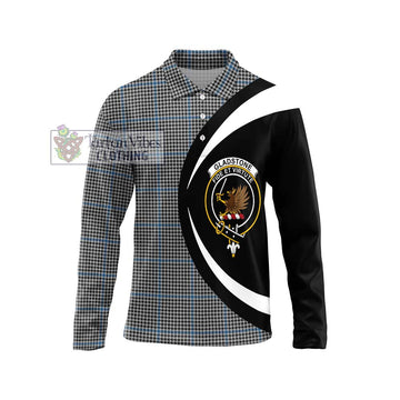 Gladstone Tartan Long Sleeve Polo Shirt with Family Crest Circle Style