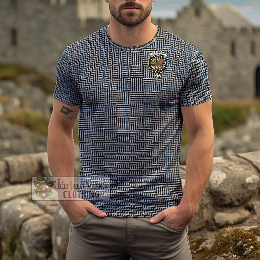 Gladstone Tartan Cotton T-Shirt with Family Crest Men's Shirt - Tartanvibesclothing Shop