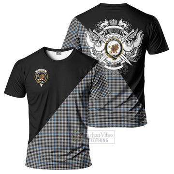 Gladstone Tartan T-Shirt with Family Crest and Military Logo Style