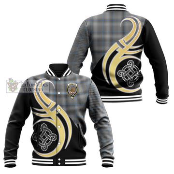 Gladstone Tartan Baseball Jacket with Family Crest and Celtic Symbol Style