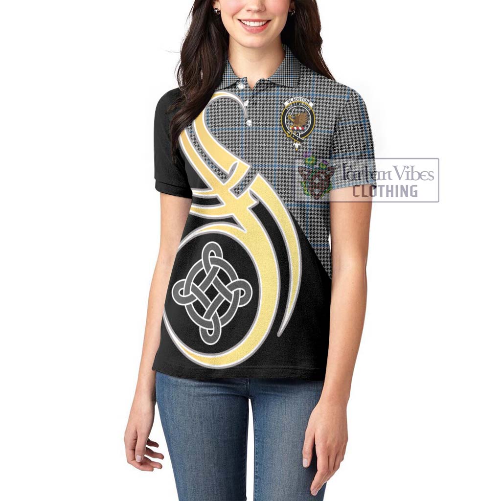 Gladstone Tartan Women's Polo Shirt with Family Crest and Celtic Symbol Style Women - Tartan Vibes Clothing