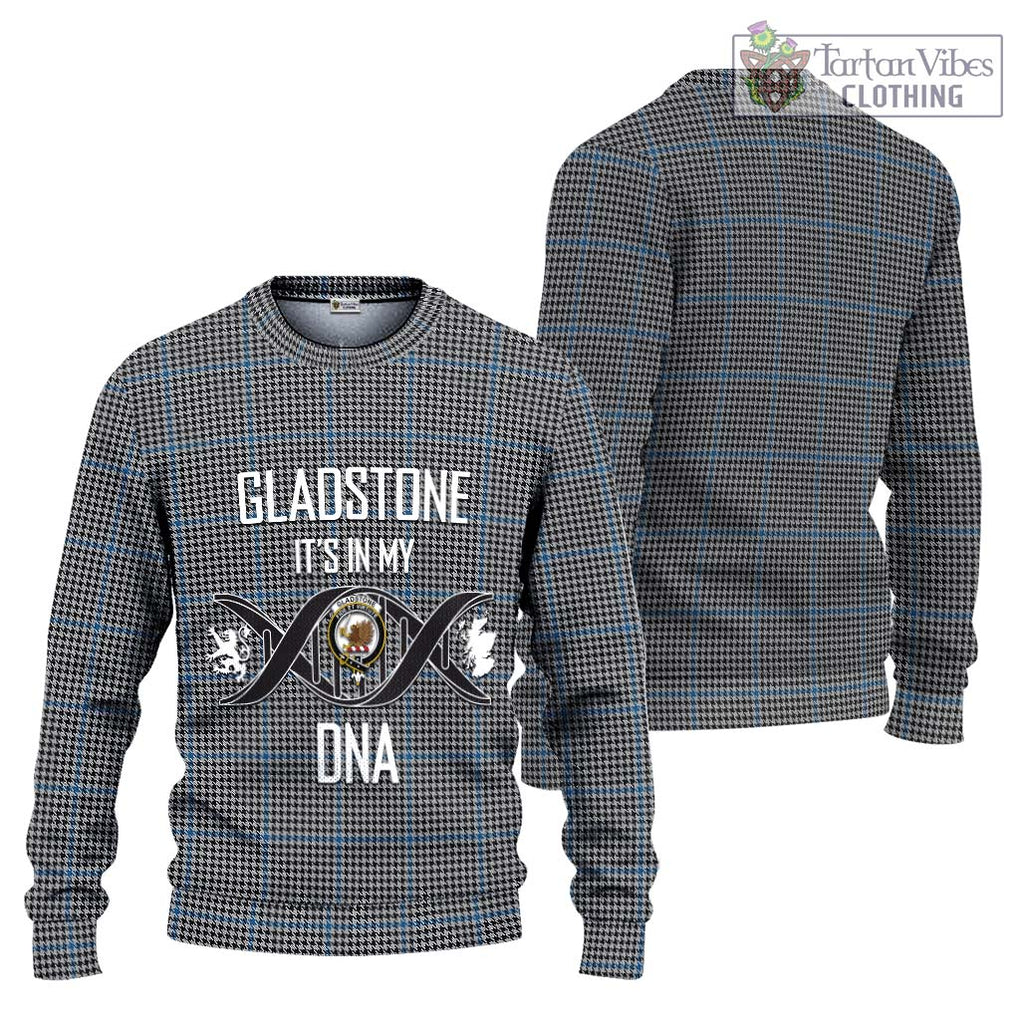 Gladstone Tartan Knitted Sweater with Family Crest DNA In Me Style Unisex - Tartanvibesclothing Shop