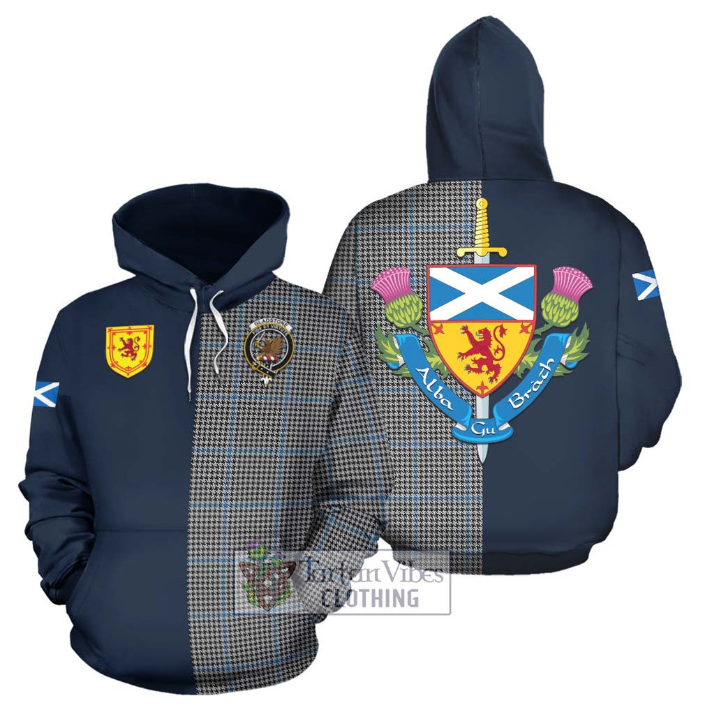 Tartan Vibes Clothing Gladstone Tartan Hoodie with Scottish Lion Royal Arm Half Style