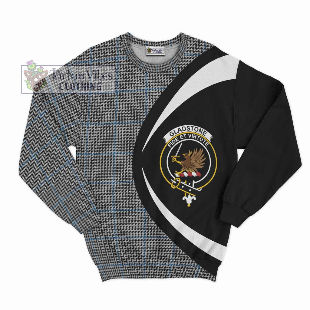 Gladstone Tartan Sweatshirt with Family Crest Circle Style Unisex - Tartan Vibes Clothing