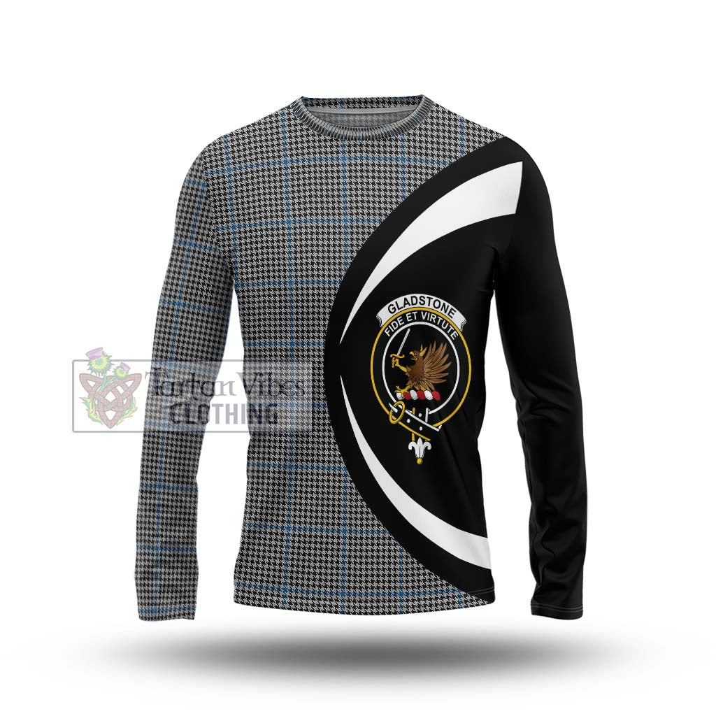 Gladstone Tartan Long Sleeve T-Shirt with Family Crest Circle Style Unisex - Tartan Vibes Clothing