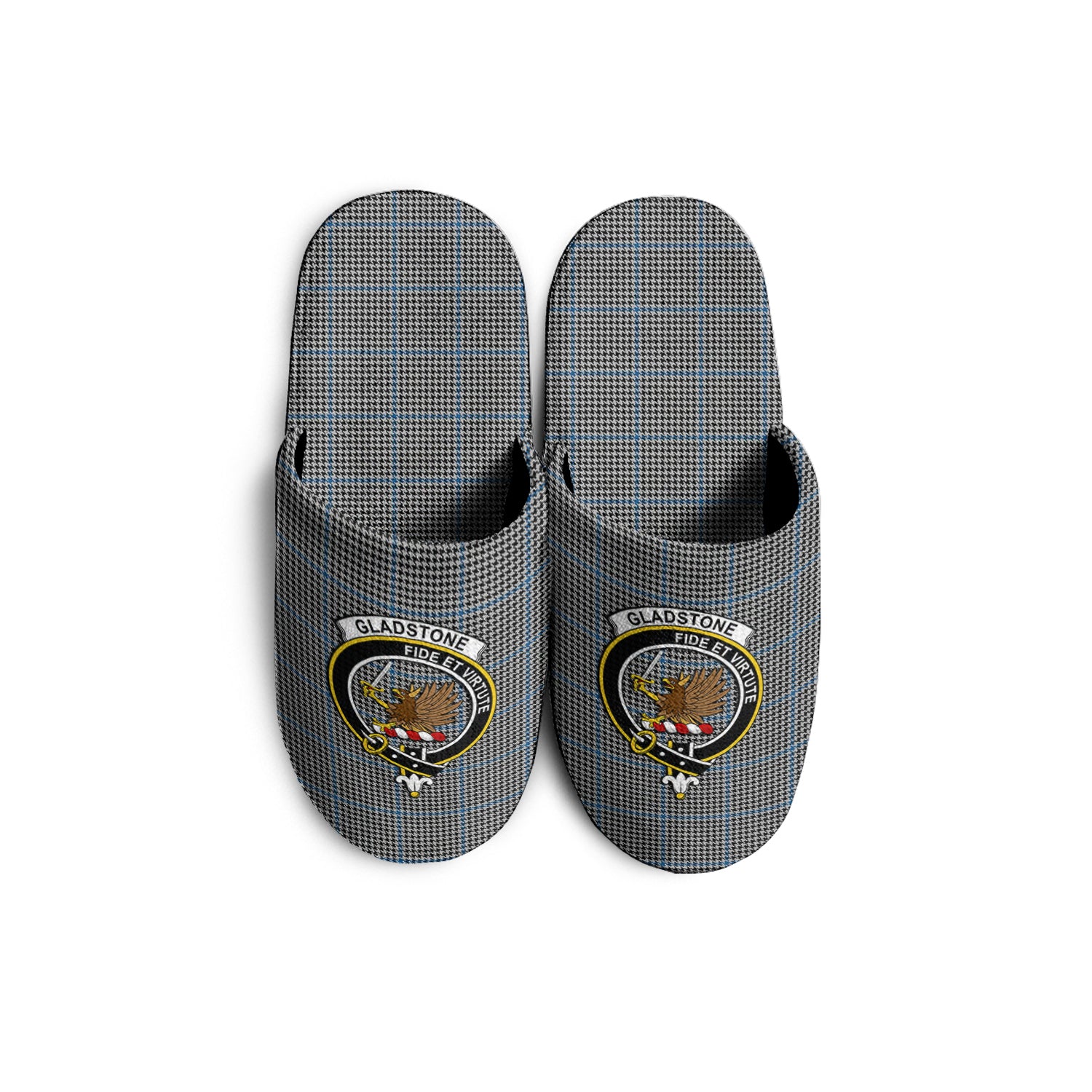 Gladstone Tartan Home Slippers with Family Crest - Tartanvibesclothing