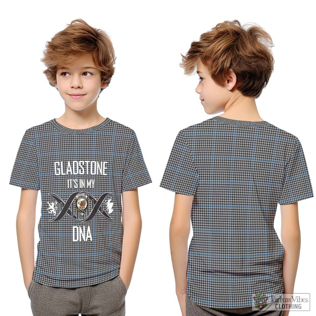 Gladstone Tartan Kid T-Shirt with Family Crest DNA In Me Style Youth XL Size14 - Tartanvibesclothing Shop