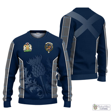 Gladstone Tartan Knitted Sweatshirt with Family Crest and Scottish Thistle Vibes Sport Style