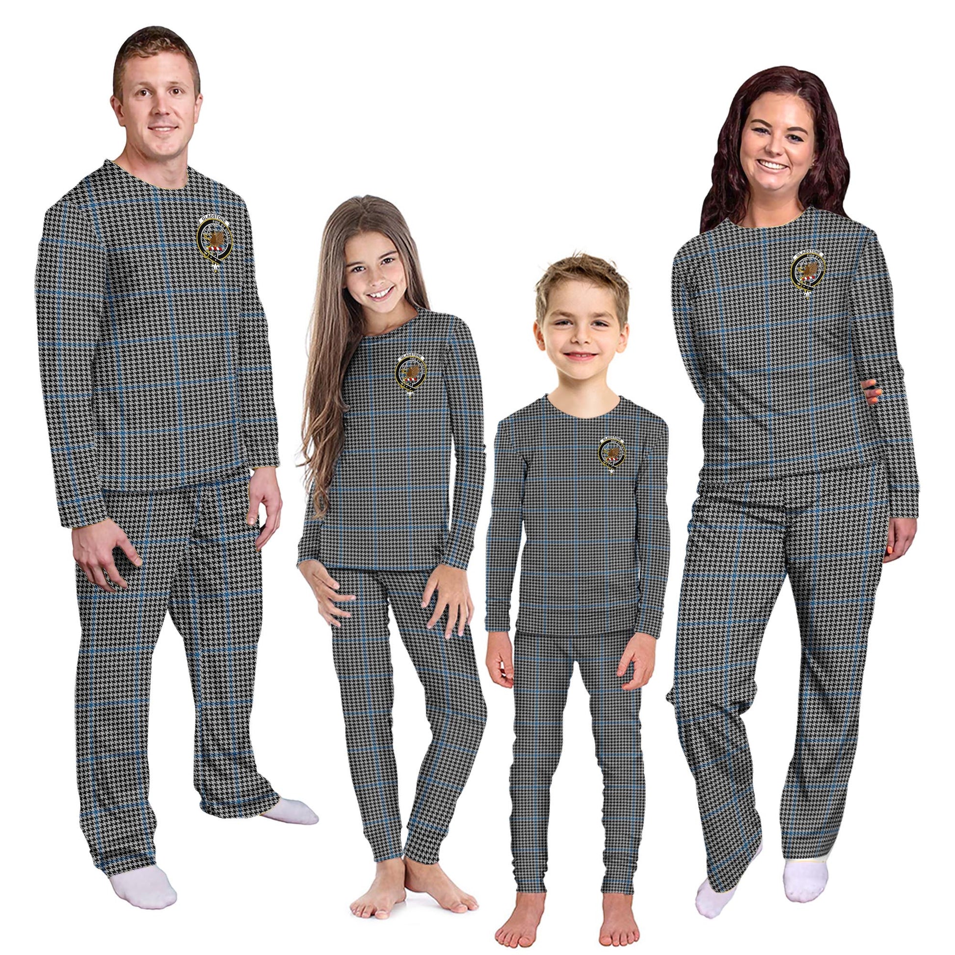 Gladstone Tartan Pajamas Family Set with Family Crest - Tartanvibesclothing