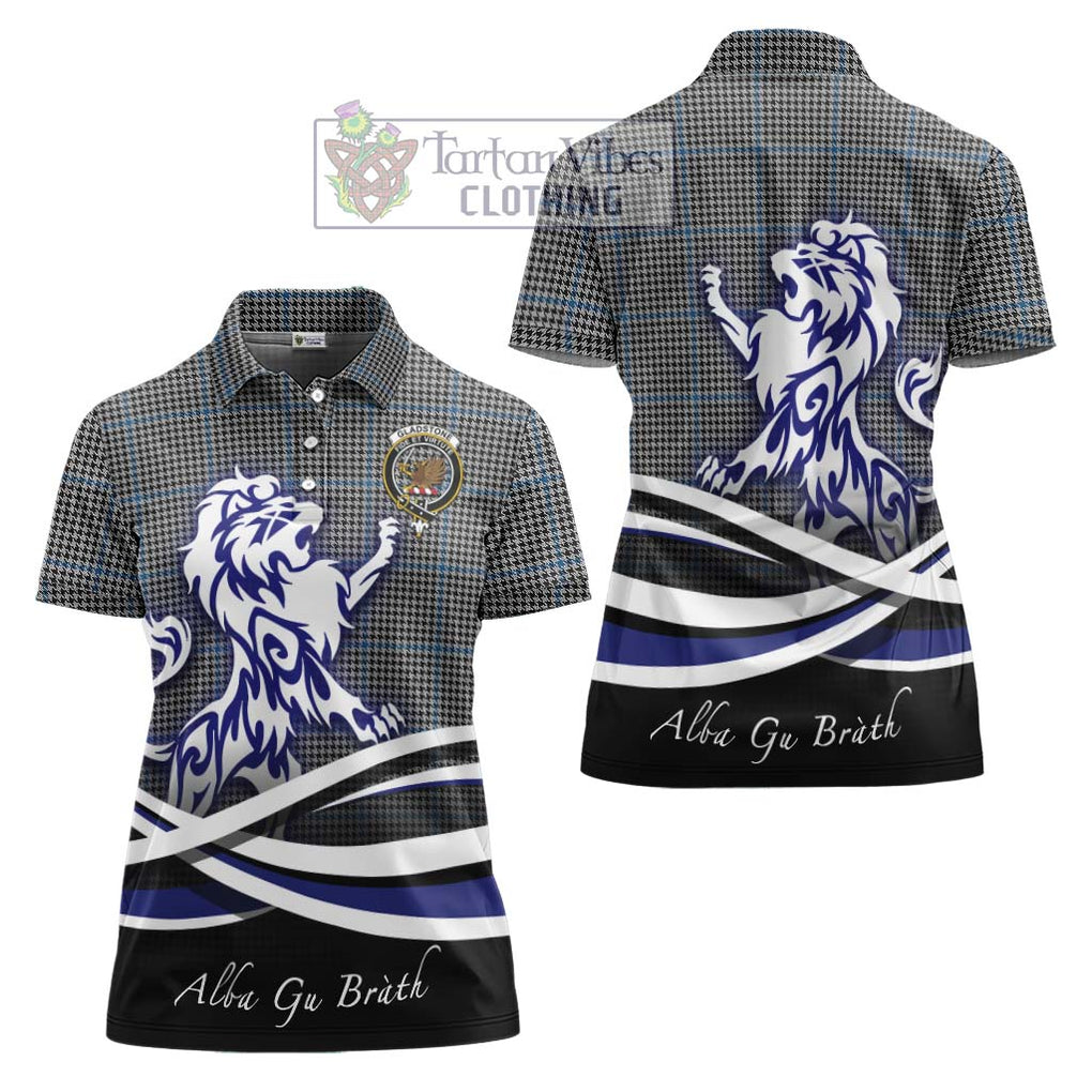 Gladstone Tartan Women's Polo Shirt with Alba Gu Brath Regal Lion Emblem Women - Tartanvibesclothing Shop