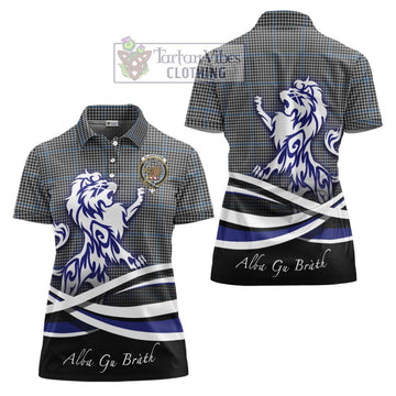 Gladstone Tartan Women's Polo Shirt with Alba Gu Brath Regal Lion Emblem