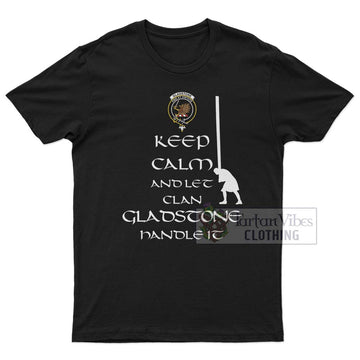 Gladstone Clan Men's T-Shirt: Keep Calm and Let the Clan Handle It  Caber Toss Highland Games Style