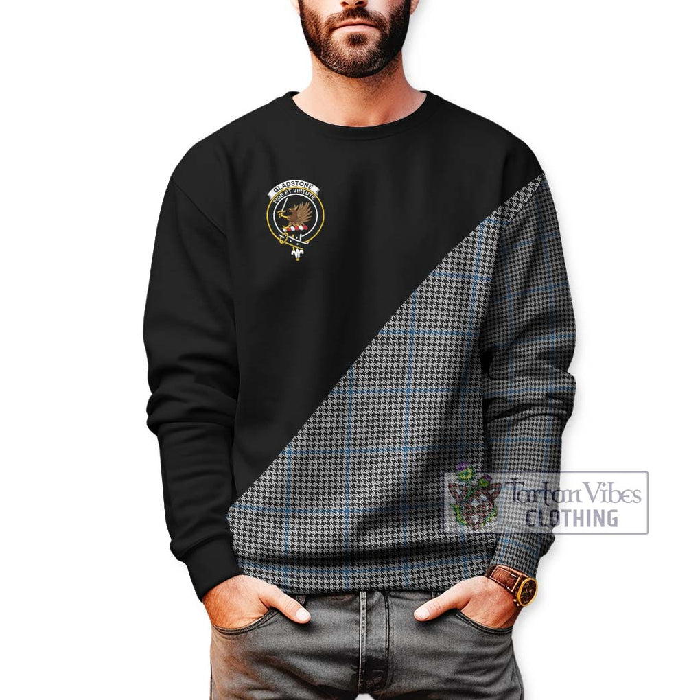 Gladstone Tartan Sweatshirt with Family Crest and Military Logo Style Unisex - Tartanvibesclothing Shop