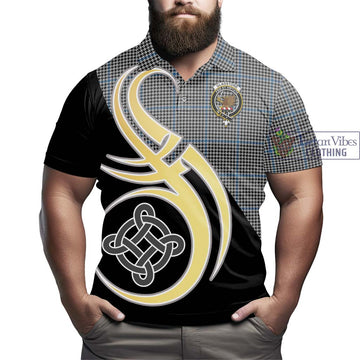 Gladstone Tartan Polo Shirt with Family Crest and Celtic Symbol Style