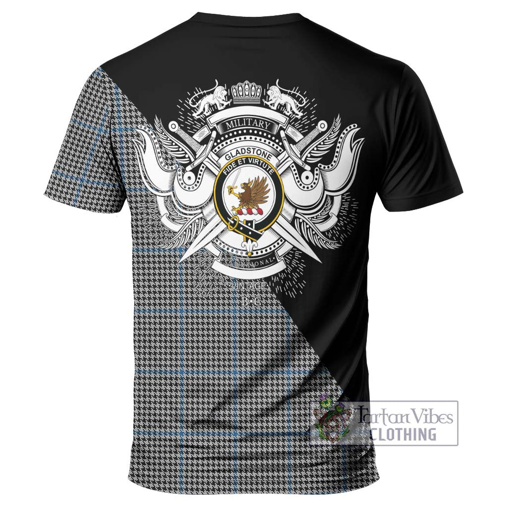 Gladstone Tartan T-Shirt with Family Crest and Military Logo Style - Tartan Vibes Clothing