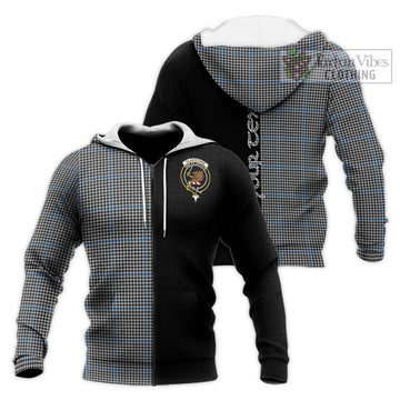 Gladstone Tartan Knitted Hoodie with Family Crest and Half Of Me Style