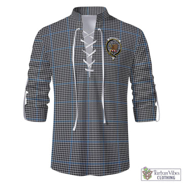 Gladstone Tartan Men's Scottish Traditional Jacobite Ghillie Kilt Shirt with Family Crest