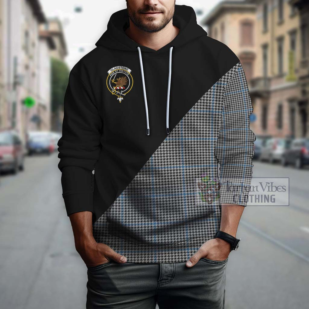 Gladstone Tartan Hoodie with Family Crest and Military Logo Style - Tartanvibesclothing Shop