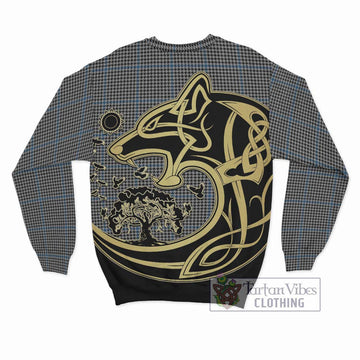 Gladstone Tartan Sweatshirt with Family Crest Celtic Wolf Style