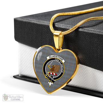 Gladstone Tartan Heart Necklace with Family Crest