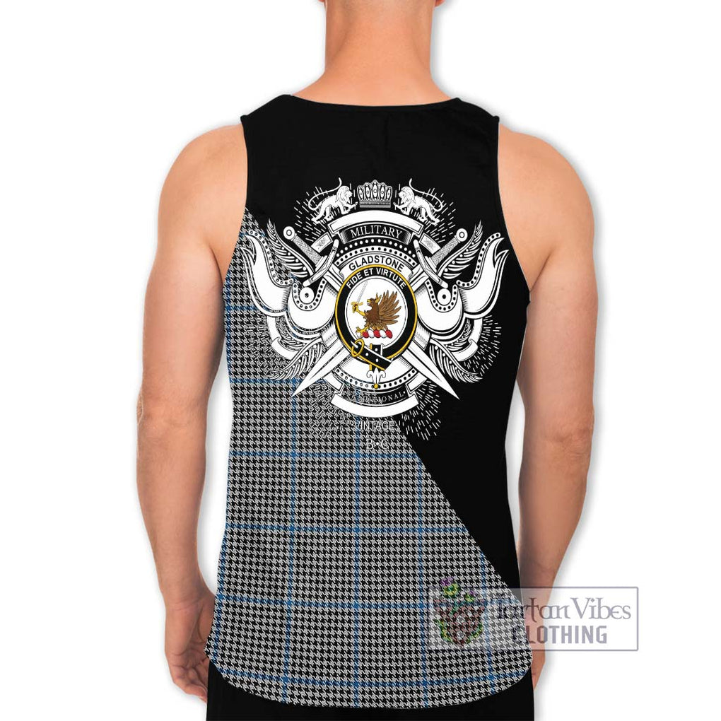 Gladstone Tartan Men's Tank Top with Family Crest and Military Logo Style - Tartanvibesclothing Shop