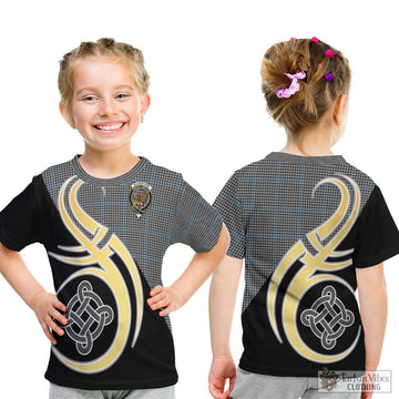 Gladstone Tartan Kid T-Shirt with Family Crest and Celtic Symbol Style