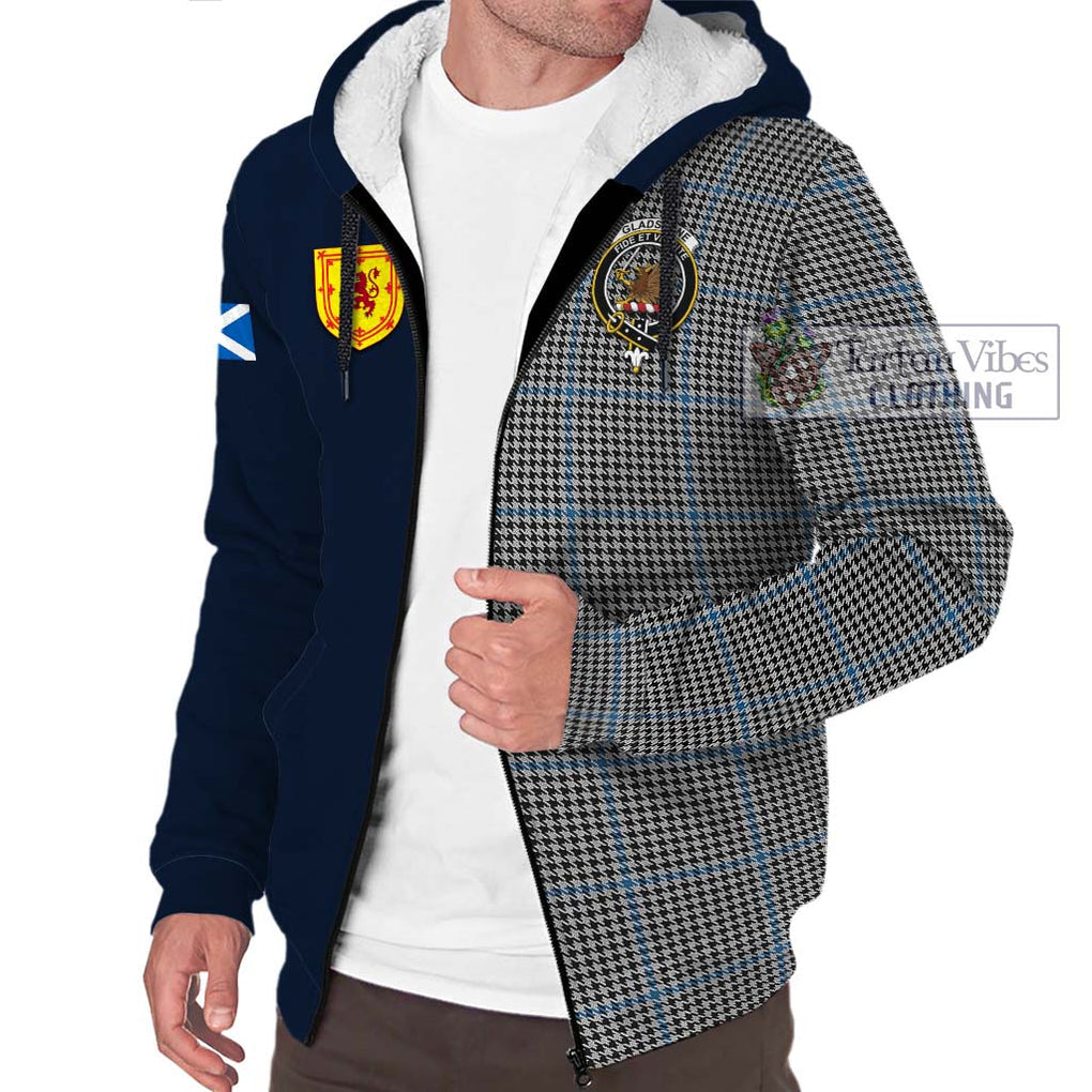 Tartan Vibes Clothing Gladstone Tartan Sherpa Hoodie with Scottish Lion Royal Arm Half Style