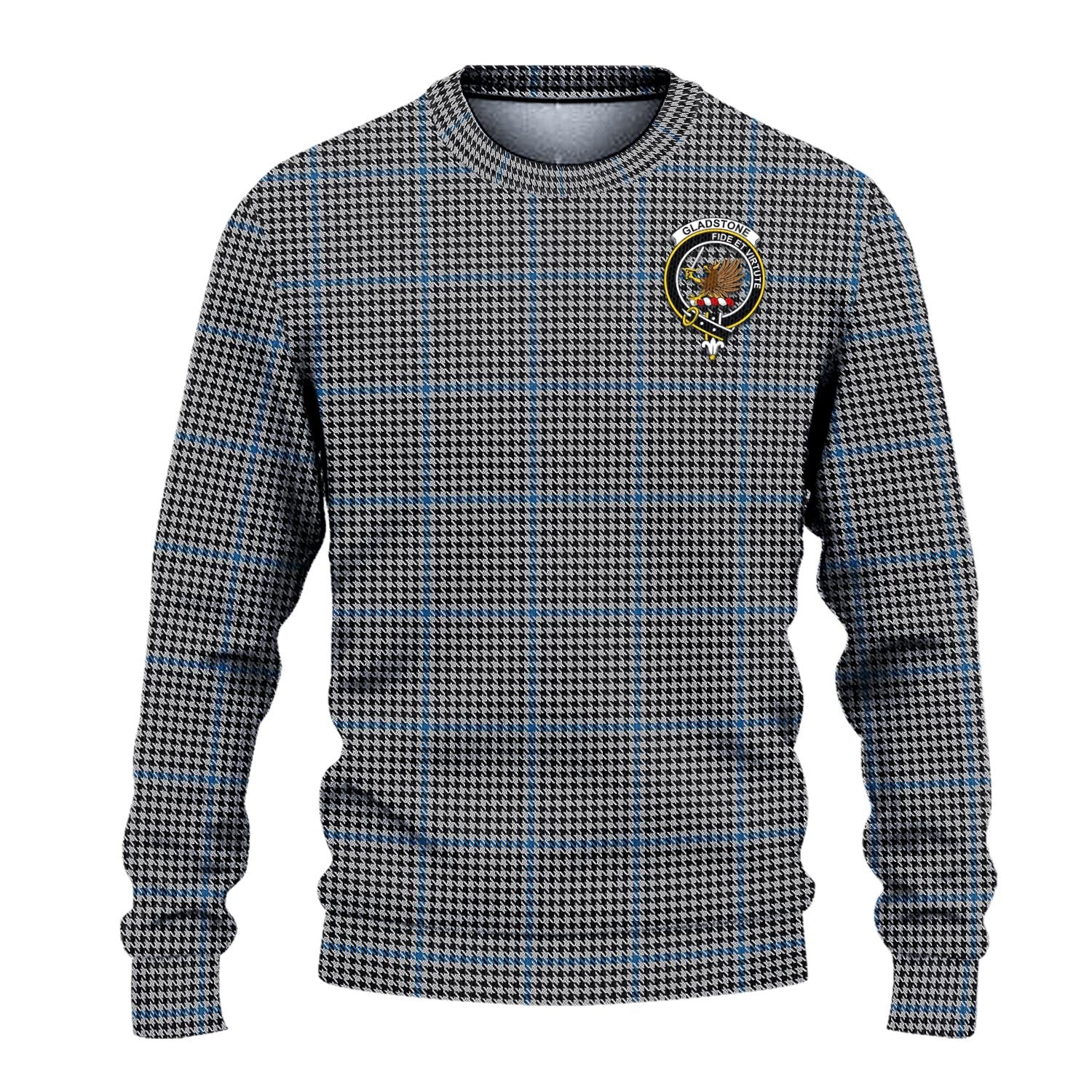 Gladstone Tartan Knitted Sweater with Family Crest - Tartanvibesclothing