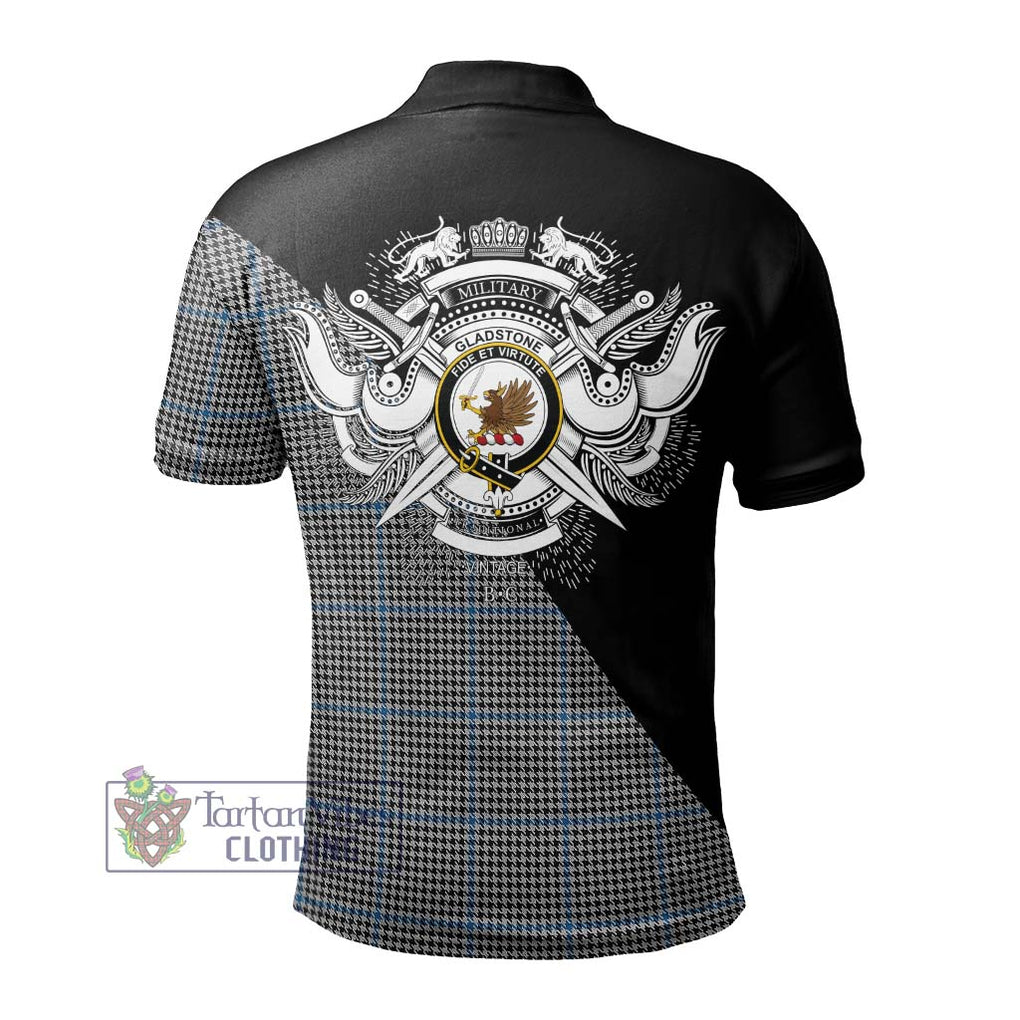 Gladstone Tartan Polo Shirt with Family Crest and Military Logo Style - Tartanvibesclothing Shop