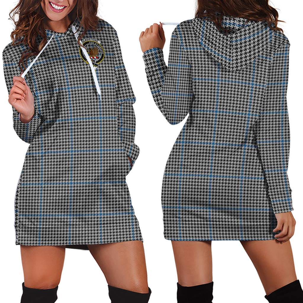 Gladstone Tartan Hoodie Dress with Family Crest - Tartanvibesclothing