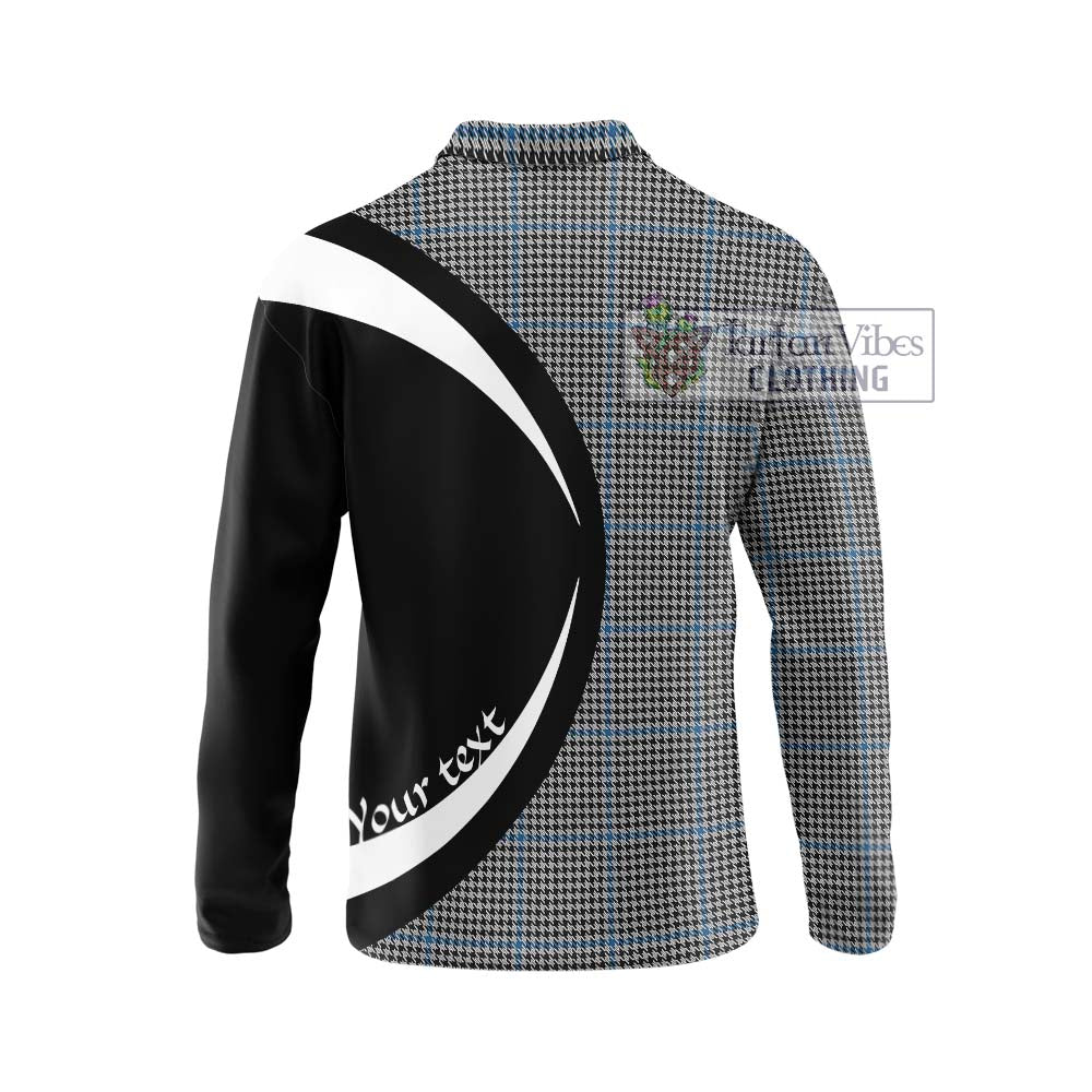 Gladstone Tartan Long Sleeve Polo Shirt with Family Crest Circle Style - Tartan Vibes Clothing